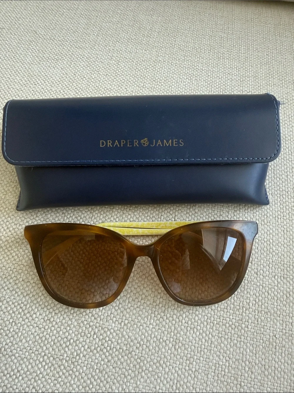 Draper James Tortoiseshell Cat-Eye Sunglasses with Navy Case